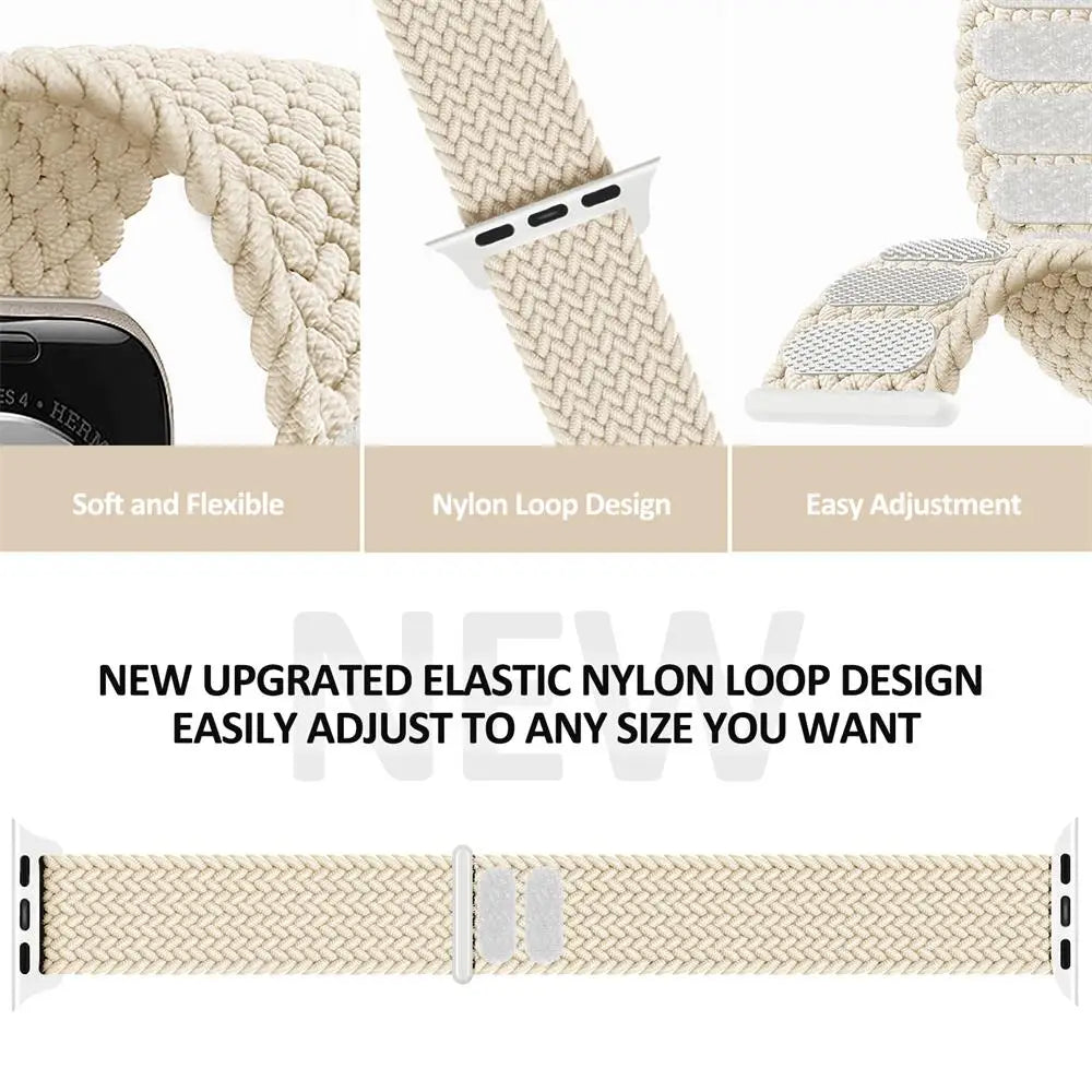 Braided Solo Loop For Apple watch Ultra 2 Band 40mm 44mm 49mm 45mm 41mm 38mm 42mm Elastic bracelet iWatch series 9 8 7 se Strap