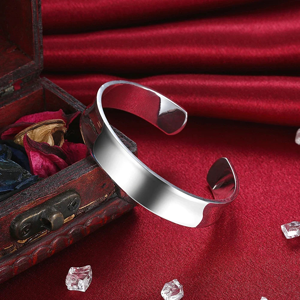 Trendy 925 Sterling Silver Big Bangles Bracelet Cute Charms for Women Lady Fashion Jewelry Adjustment Cuff Wedding Luxury