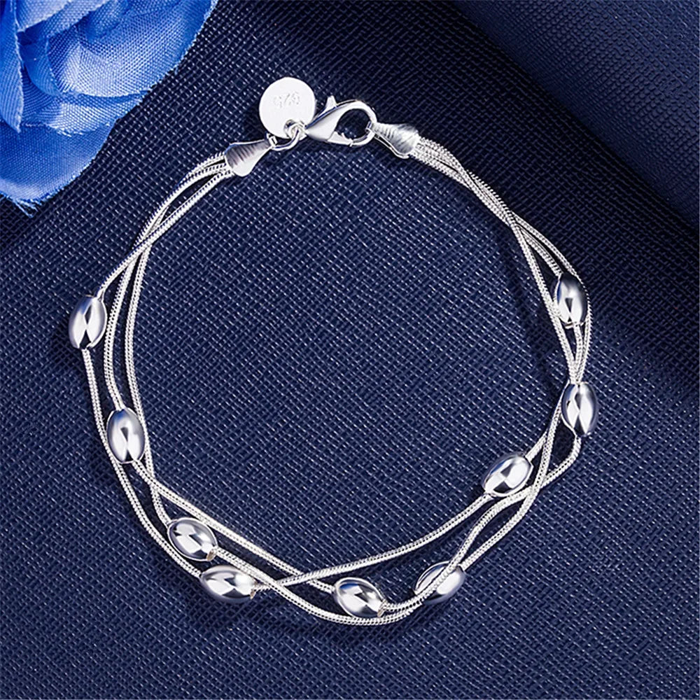 925 Sterling Silver 3MM Snake Chain Bracelets For Women Men Simple Hip Hop Punk Charm Bracelet Fashion Party Wedding Jewelry