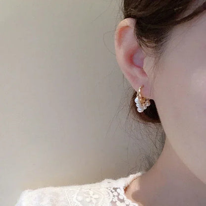 Real 925 Sterling Silver 14K Gold Cloud Pearl Tassel Pendant Hoop Earrings for Women Cute Fine Jewelry Light Luxury Accessories