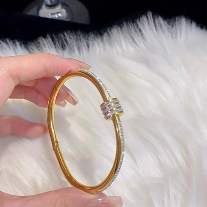 Luxury Gold Plated Bangles Jewelry Women's Hand Bracelet Stainless Steel Bangle Gifts for Women Fashion Accessories Mother's Day