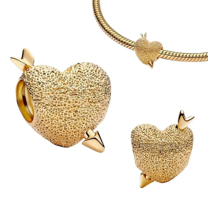 Original 925 Sterling Silver Gold Heart Charms Beads Sparkling MapleLeaf Safety Pendant For Women Bracelet DIY Fine Jewelry Gift