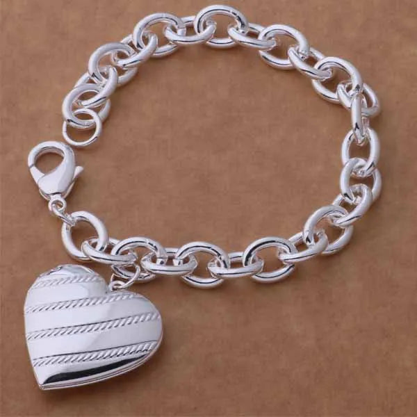 925 Sterling Silver Bracelet Heart High Quality Romance Chain For Woman Men Fashion Engagement Party Wedding Jewelry Gift