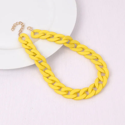 FishSheep Fashion Colorful Acrylic Matte Chain Choker Necklace for Women Statement Resin Wide Chain Collar Neck Jewelry 2024 New