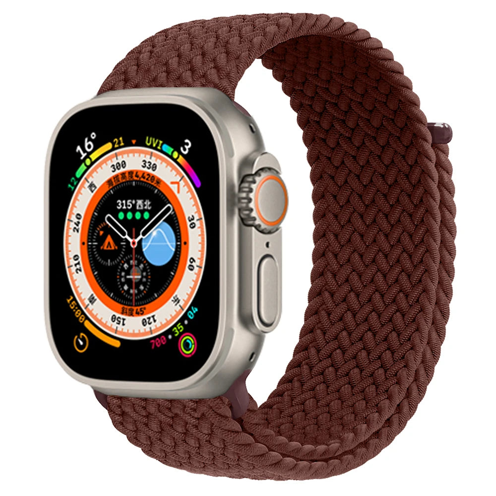 Braided Solo Loop For Apple watch Ultra 2 Band 40mm 44mm 49mm 45mm 41mm 38mm 42mm Elastic bracelet iWatch series 9 8 7 se Strap