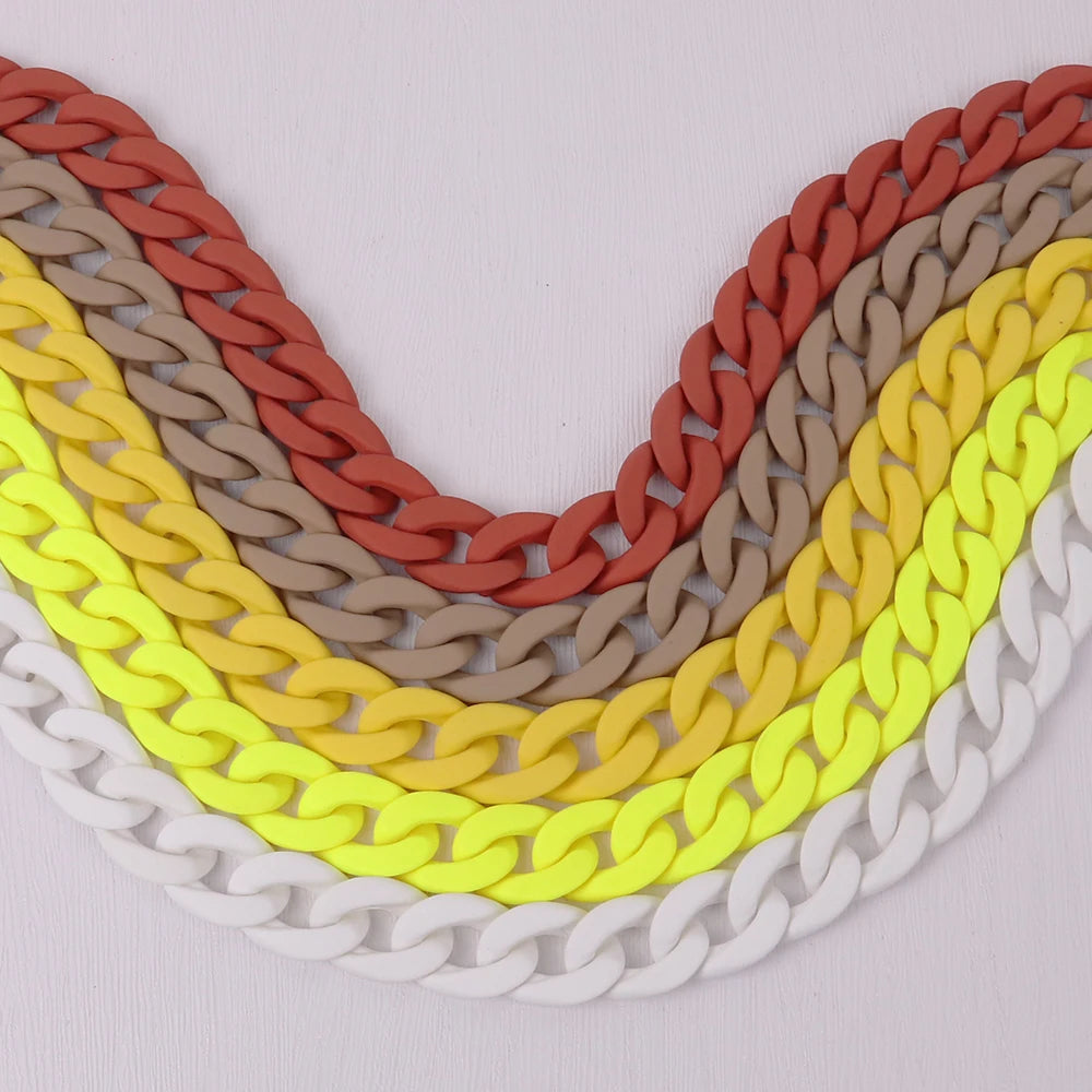 FishSheep Fashion Colorful Acrylic Matte Chain Choker Necklace for Women Statement Resin Wide Chain Collar Neck Jewelry 2024 New