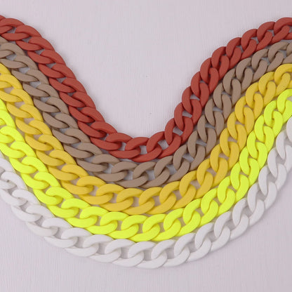 FishSheep Fashion Colorful Acrylic Matte Chain Choker Necklace for Women Statement Resin Wide Chain Collar Neck Jewelry 2024 New