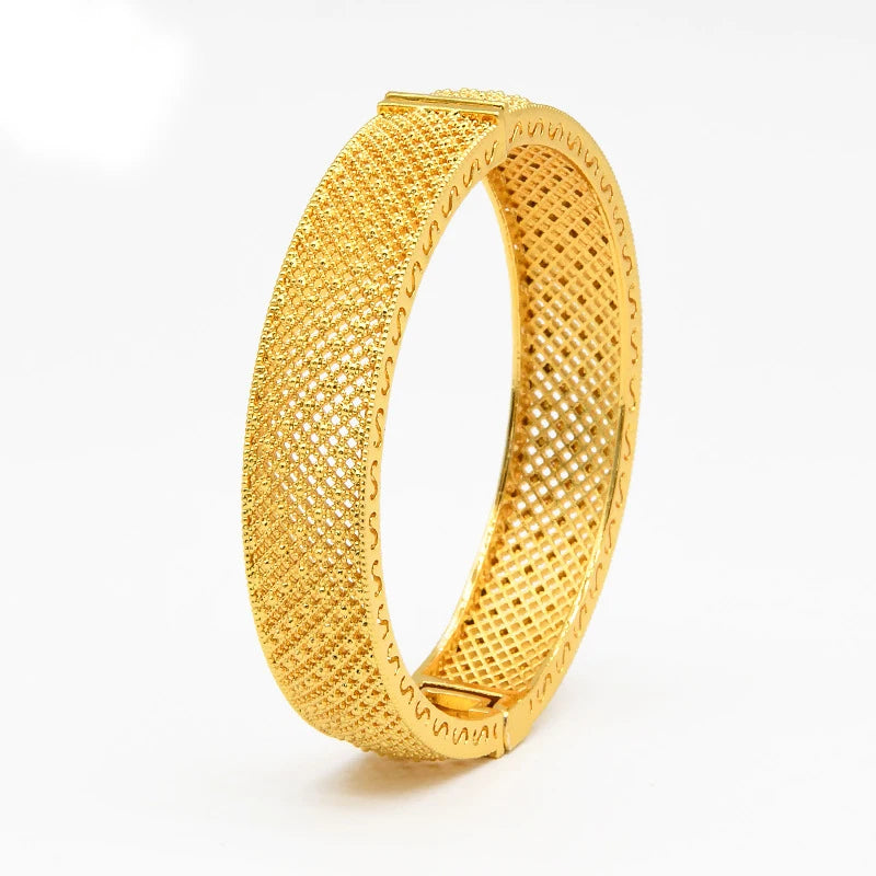 Luxury Dubai Gold Color Bangles For Women 24K Gold Plated Indian African Bracelets Charm Wedding Ethiopian Arabic Hand Jewelry