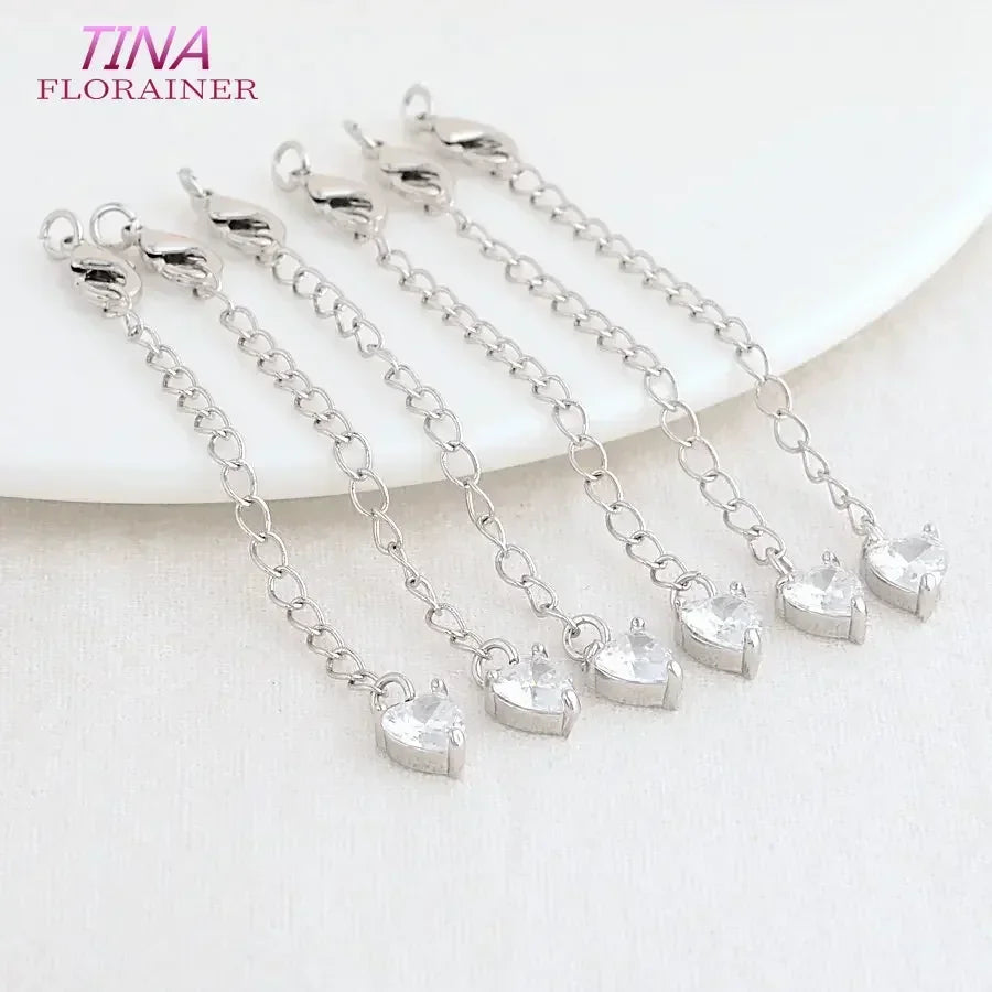 6PCS 14K Gold Color Brass Extender Chain with Lobster Clasps High Quality Jewelry Accessories  For DIY Jewelry Making Findings