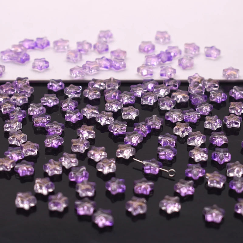 Mixed-color 8mm 60pcs Star Beads Czech Glass Loose Spacer Beads Handmade Diy Accessories Jewelry Making Necklace Earrings