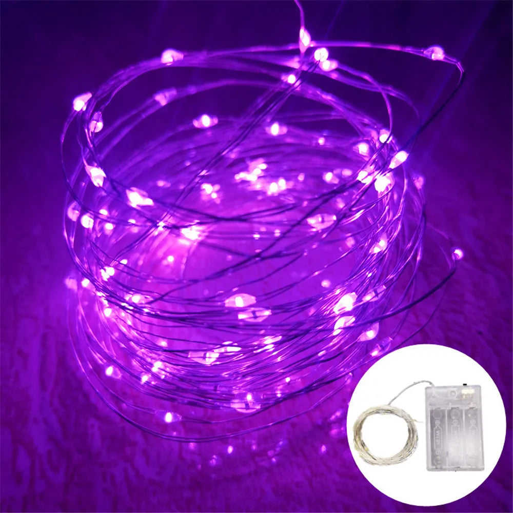 1Pack Fairy Light String Led Copper Wire String Light 1/2/3/5/10M Battery Powered For Bedroom Garden Party Wedding Decoration