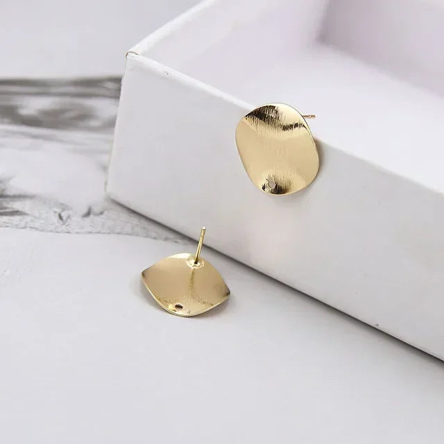 10pcs/set DIY Stainless Steel Earrings Connectors Round Irregular Gold Color Earrings Back Earrings Setting for Jewelry Making