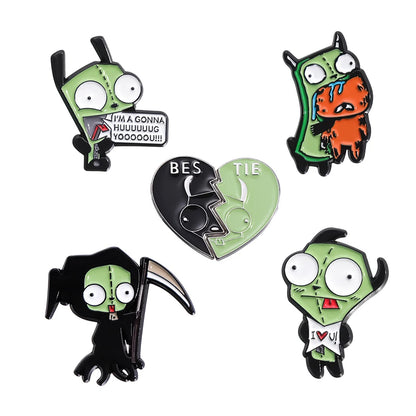 Cute Cat 4-6pcs/Set Enamel Pins Black Fluid Cat Brooches Lapel Badge Punk Animal Jewelry Gift for Friends
