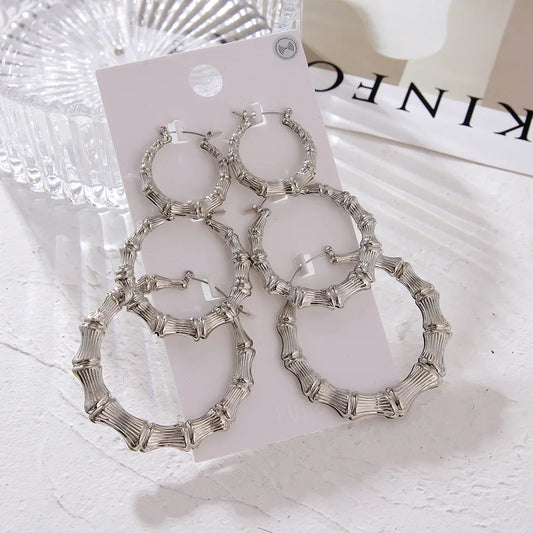 Cross border fashion earrings from Europe and America, large circular earring set, metal earrings for women's jewelry