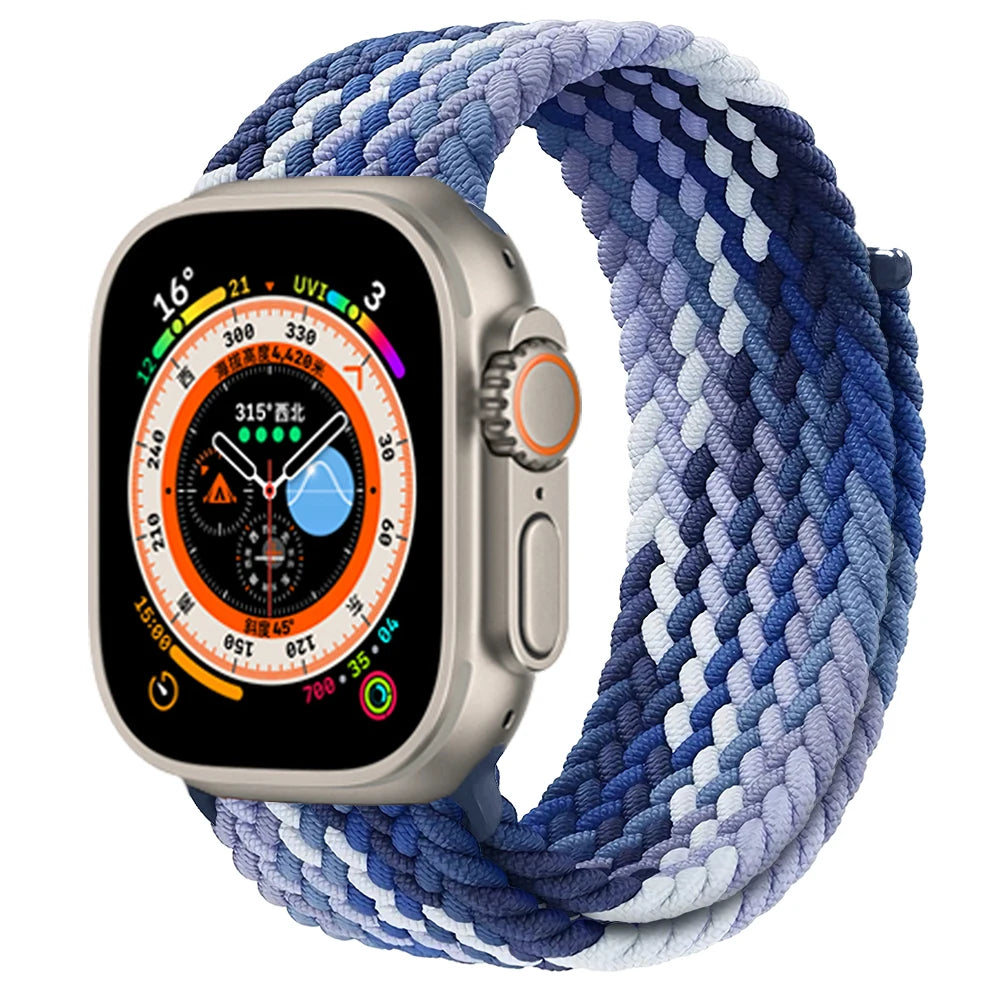 Braided Solo Loop For Apple watch Ultra 2 Band 40mm 44mm 49mm 45mm 41mm 38mm 42mm Elastic bracelet iWatch series 9 8 7 se Strap