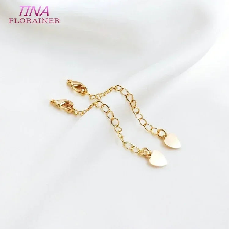 6PCS 14K Gold Color Brass Extender Chain with Lobster Clasps High Quality Jewelry Accessories  For DIY Jewelry Making Findings