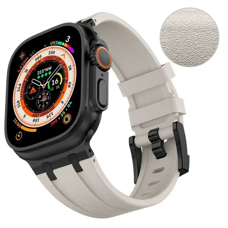 AP Liquid Silicone Strap For Apple Watch Ultra 3/2 49mm 11-10 46mm Stone pattern Bracelet Band iWatch 9 8 7 6 SE3 45mm 44mm Belt