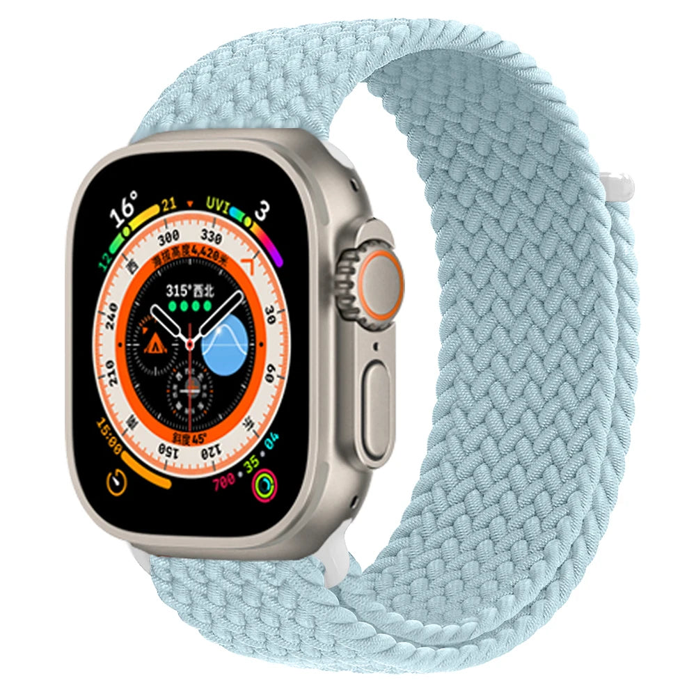 Braided Solo Loop For Apple watch Ultra 2 Band 40mm 44mm 49mm 45mm 41mm 38mm 42mm Elastic bracelet iWatch series 9 8 7 se Strap
