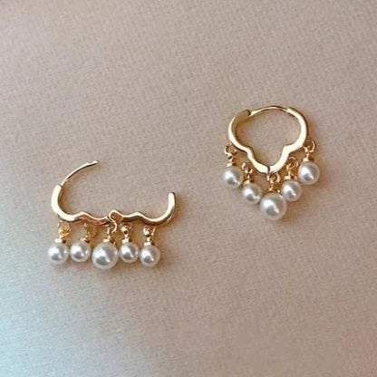 Real 925 Sterling Silver 14K Gold Cloud Pearl Tassel Pendant Hoop Earrings for Women Cute Fine Jewelry Light Luxury Accessories