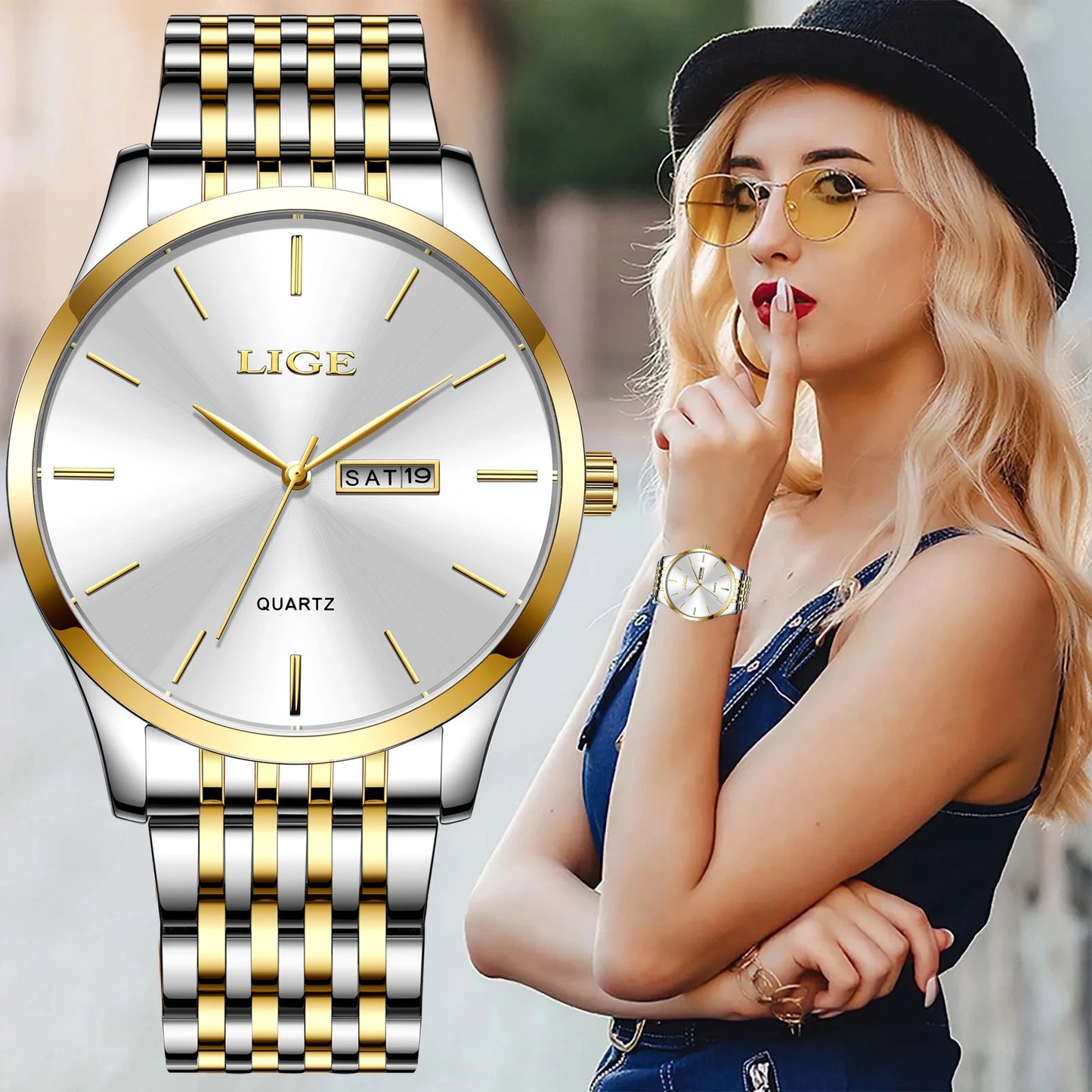 LIGE 2023 New Gold Watch Women Watches Ladies Creative Steel Women's Bracelet Watches Female Waterproof Clock Relogio Feminino