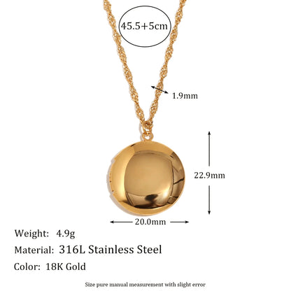 E.B.belle Flower Pattern Hollow Heart Photo Box Pendant Necklace For Women Stainless Steel Jewelry 18K Gold Plated Souvenir Gift
