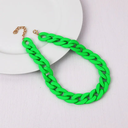 FishSheep Fashion Colorful Acrylic Matte Chain Choker Necklace for Women Statement Resin Wide Chain Collar Neck Jewelry 2024 New