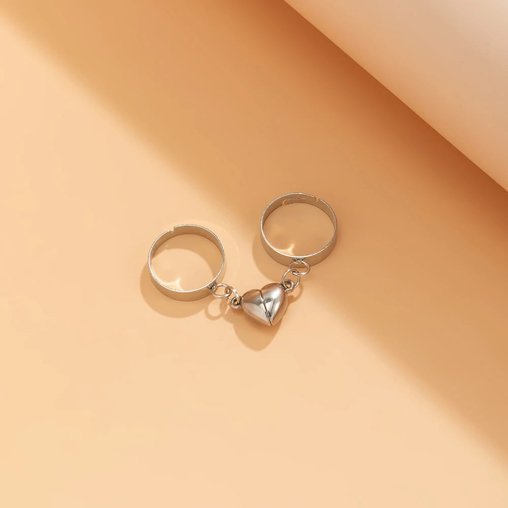 New Simple Couple Rings Silver Color Sun Moon Adjustable Open Ring For Women Men Wedding Fashion Jewelry Gifts