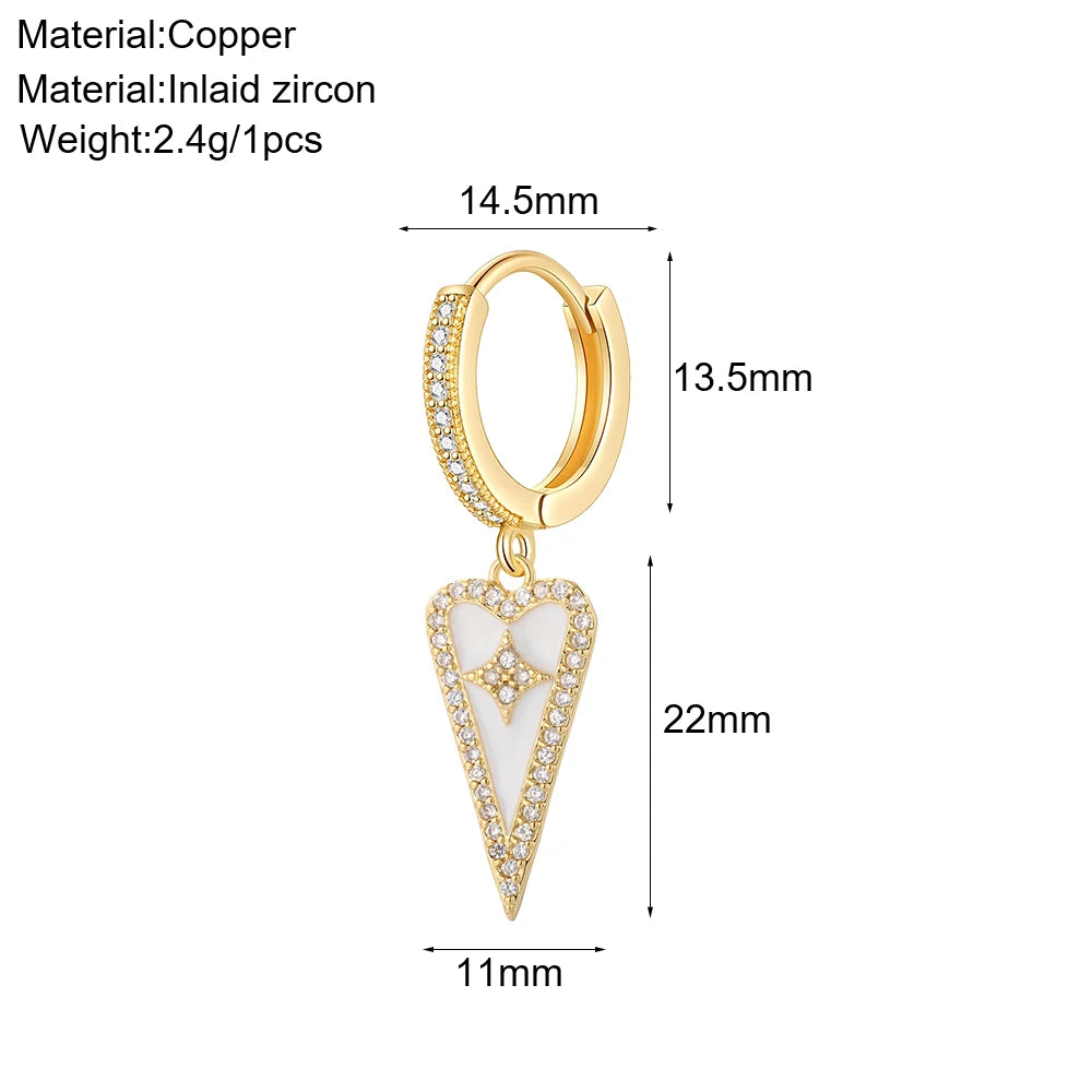Cute Sun Moon Star Rainbow Red Heart Love Rose Flower Korean Hoop Earrings for Women Gold Color New In Earring High Quality