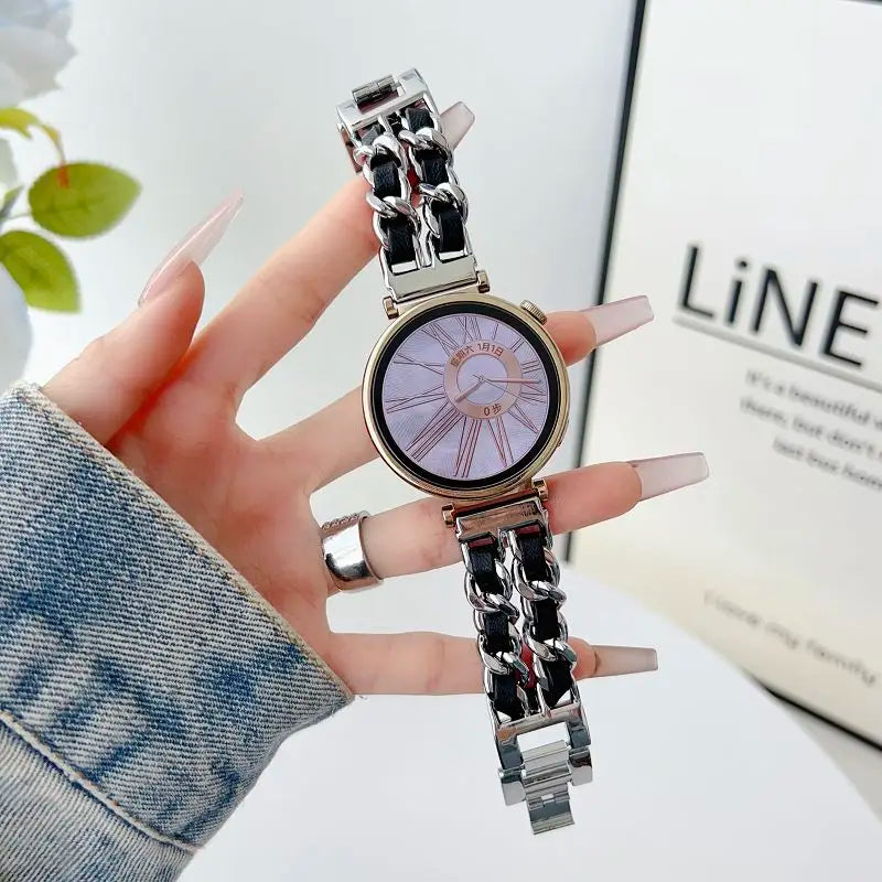 18mm Metal Strap for Huawei Watch GT5 41mm Gt 4 41mm Bands Stylish Leather Bracelet for Huawei Gt 5pro 42mm Women Metal Correa