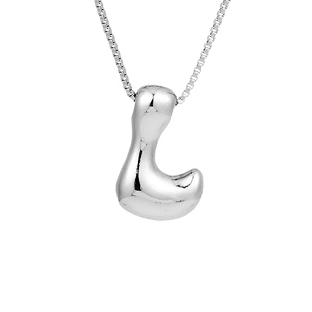 Delicate Chunky Balloon 26 Letter Necklace Bubble Initial Alphabet Pendant Box Chain Choker Stainless Steel Gold Plated Jewelry