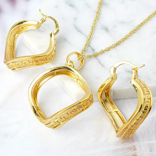 Sunnice Trendy Copper Earrings Pendant Set 18K Gold Plated for Women Gift Anniversary Party