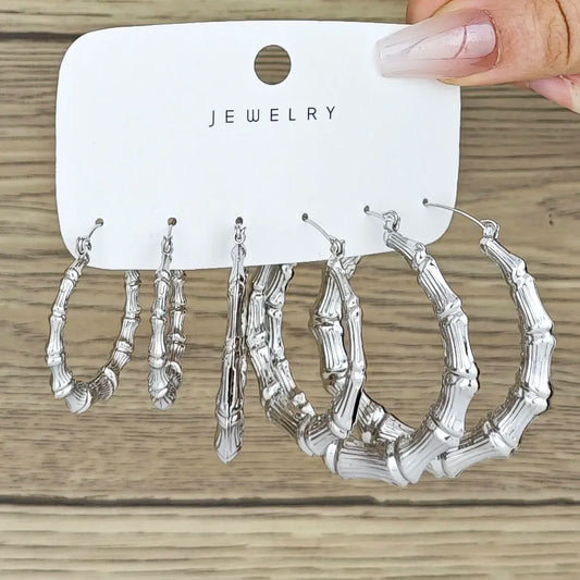 Cross border fashion earrings from Europe and America, large circular earring set, metal earrings for women's jewelry