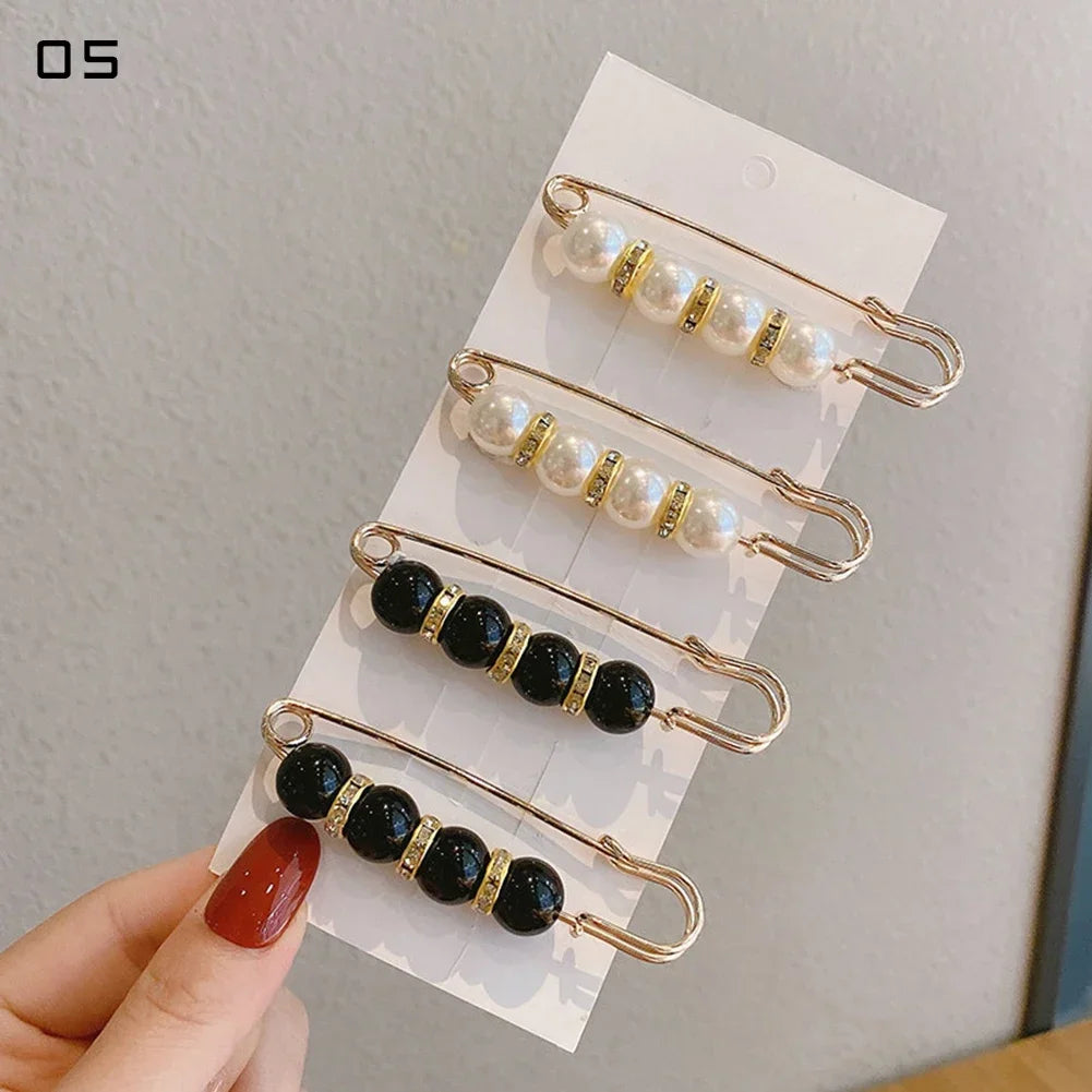 13 Styles Set Big Beads Simulated Pearl Brooch Pins Rhinestone Decorated Dress Buckle Jewelry Broaches for Men And Women