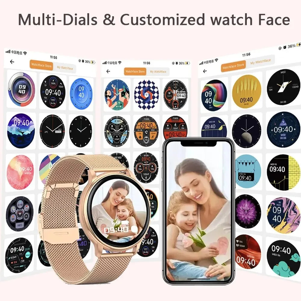 Fashion New Bluetooth Call Smartwatch Women Custom Dial Watches Men Sport Fitness Tracker Heart Rate Multifunction Smartwatches