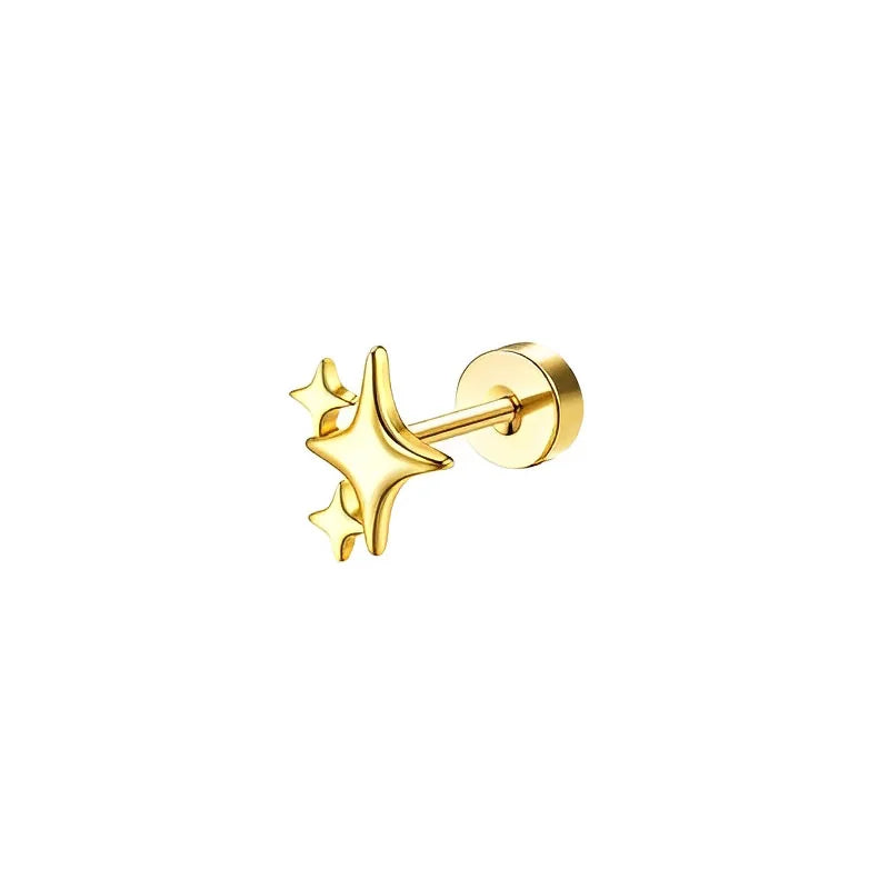 Bobisty 1pc Earrings for Sensitive Ears Surgical Stainless Steel Earrings for Women Dainty Flat Back Earring Stud Hoop Cartilage