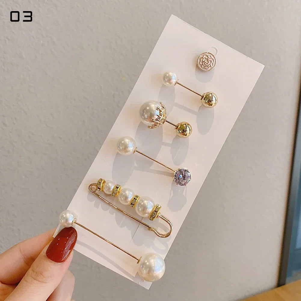13 Styles Set Big Beads Simulated Pearl Brooch Pins Rhinestone Decorated Dress Buckle Jewelry Broaches for Men And Women