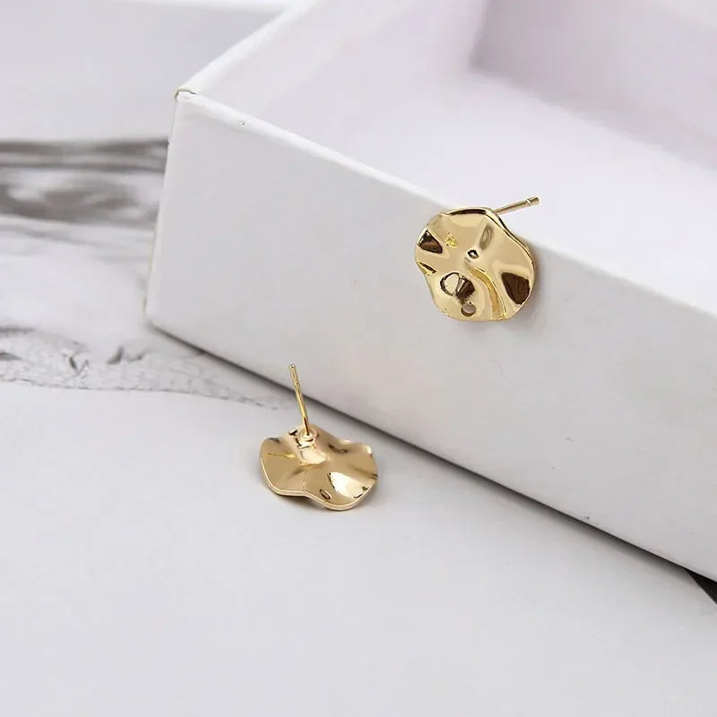 10pcs/set DIY Stainless Steel Earrings Connectors Round Irregular Gold Color Earrings Back Earrings Setting for Jewelry Making