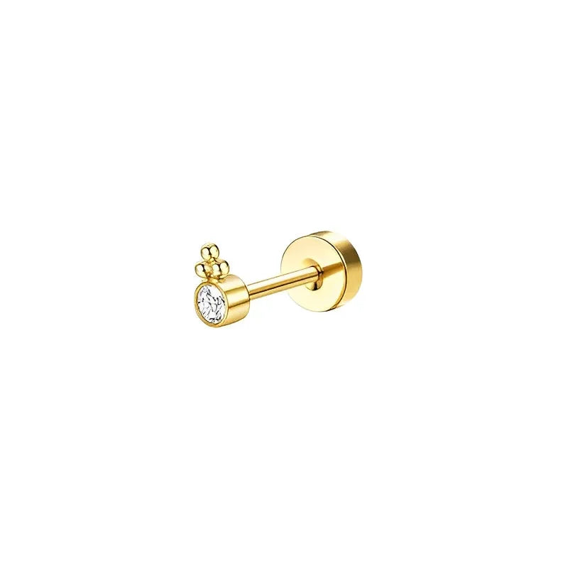 Bobisty 1pc Earrings for Sensitive Ears Surgical Stainless Steel Earrings for Women Dainty Flat Back Earring Stud Hoop Cartilage