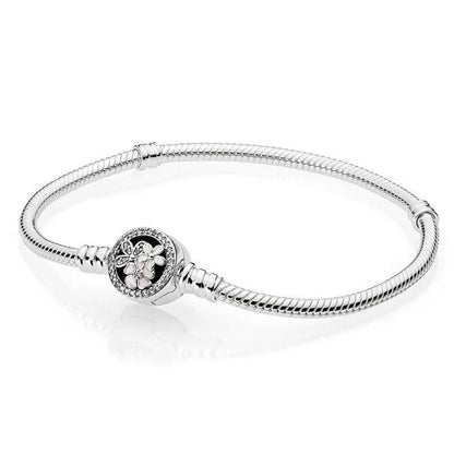 Sterling Silver 925 Original Pineapple Heart Flower Zircon Bracelet Suitable For DIY Charm Birthday Jewelry Gifts