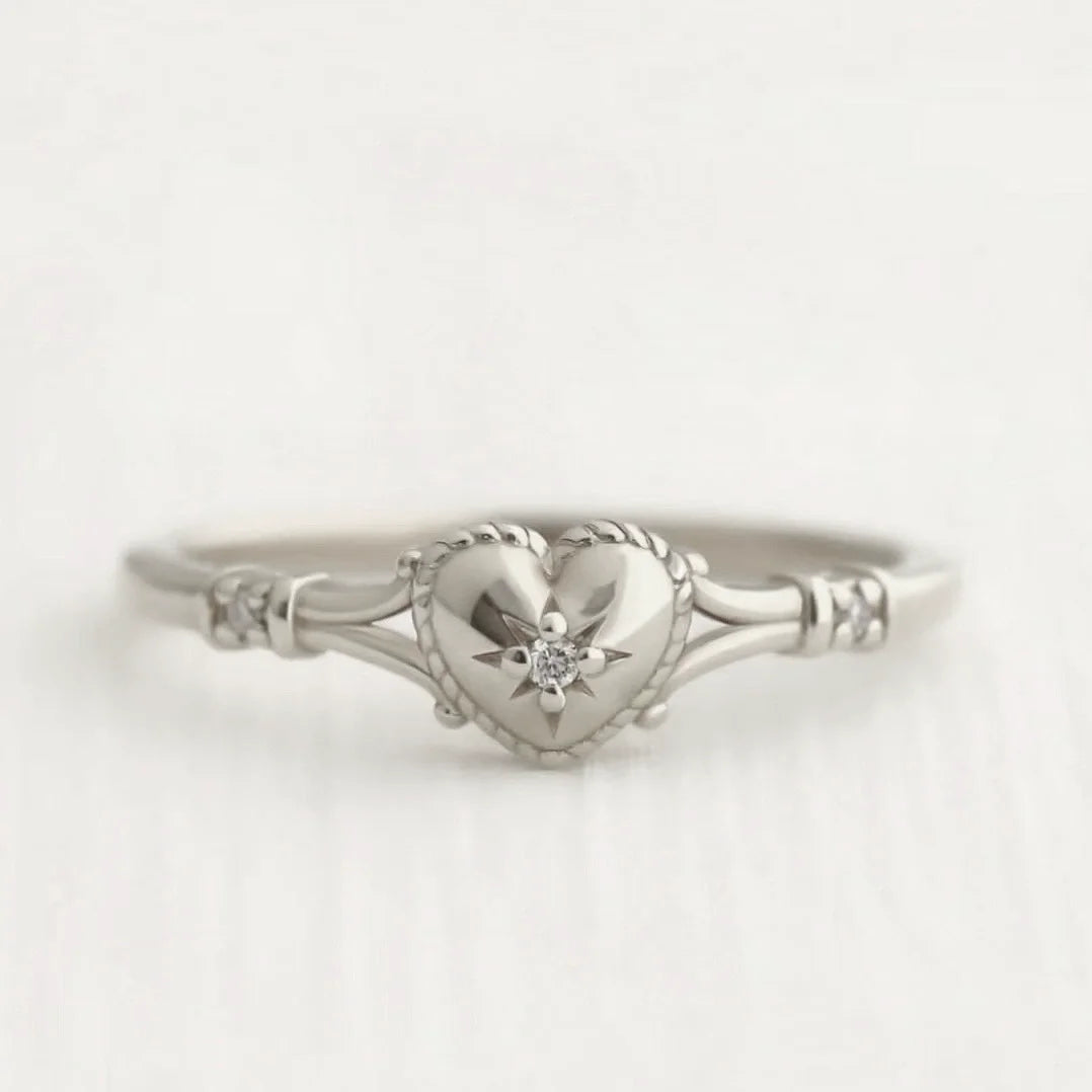 Hot Selling Gold Plated Stainless Steel Rings For Women Heart Ring Jewelry Accessories Wholesale Size 5-11