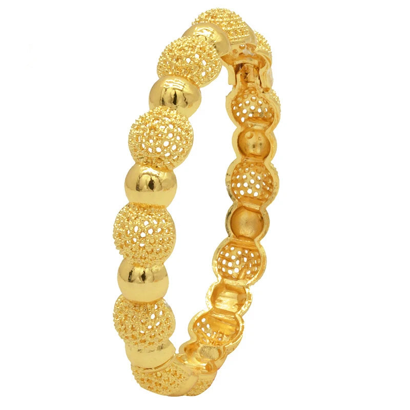 Luxury Dubai Gold Color Bangles For Women 24K Gold Plated Indian African Bracelets Charm Wedding Ethiopian Arabic Hand Jewelry