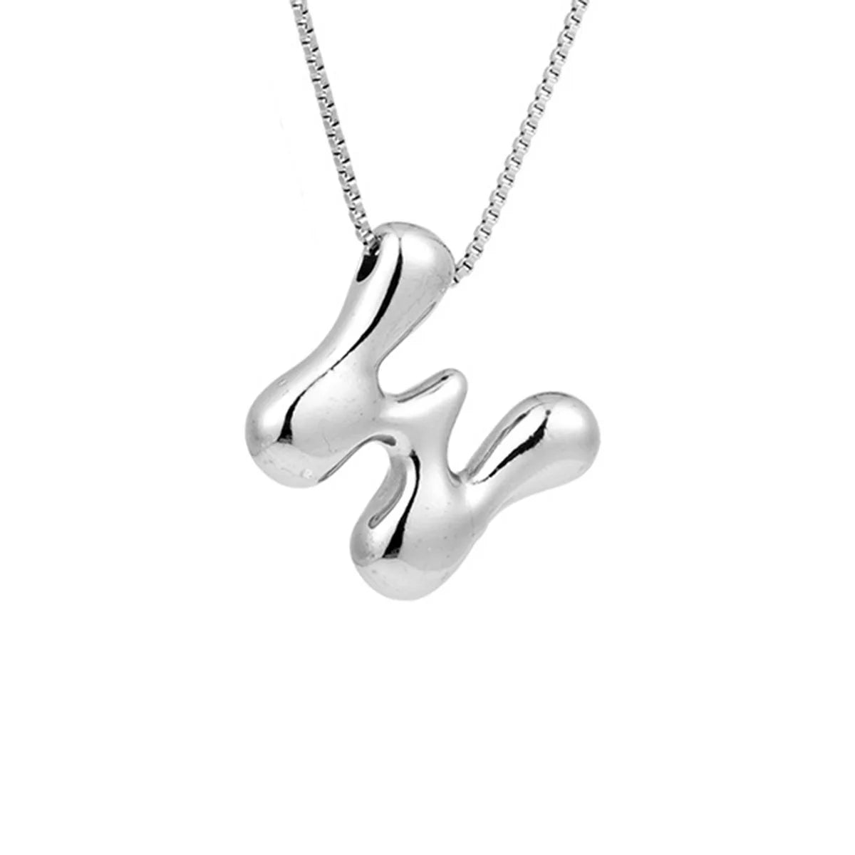Delicate Chunky Balloon 26 Letter Necklace Bubble Initial Alphabet Pendant Box Chain Choker Stainless Steel Gold Plated Jewelry