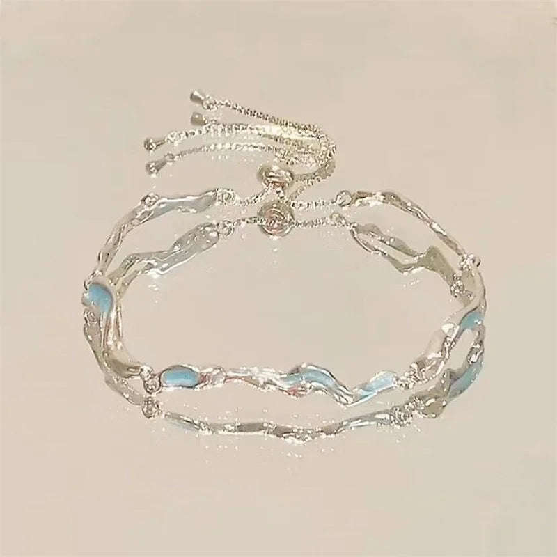 Shiny Pink Crystal Cherry Blossom Bracelets For Women Girls Sweet Moon Bow Flowers Zircon Bracelet Party Aesthetic Egirl Jewelry