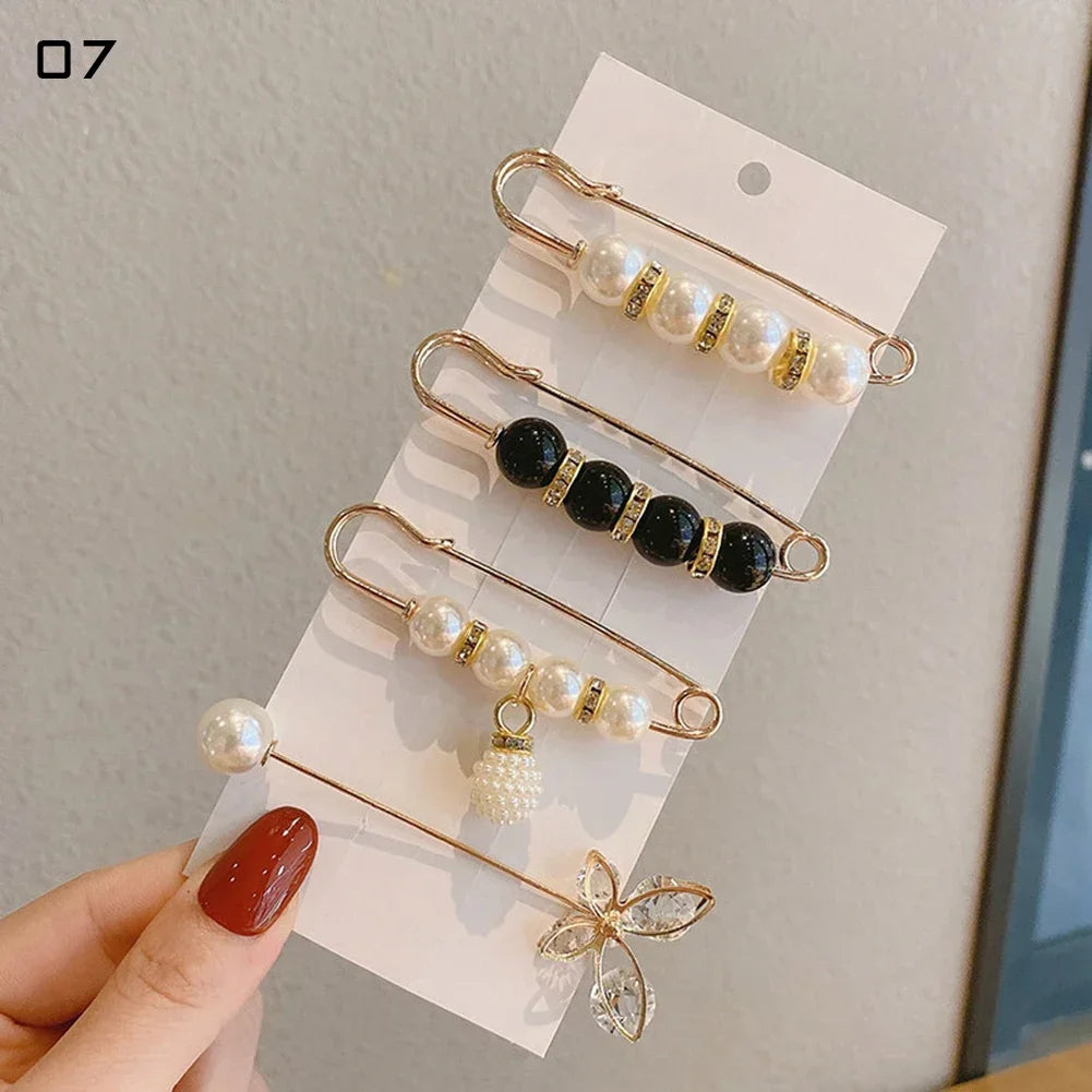 13 Styles Set Big Beads Simulated Pearl Brooch Pins Rhinestone Decorated Dress Buckle Jewelry Broaches for Men And Women