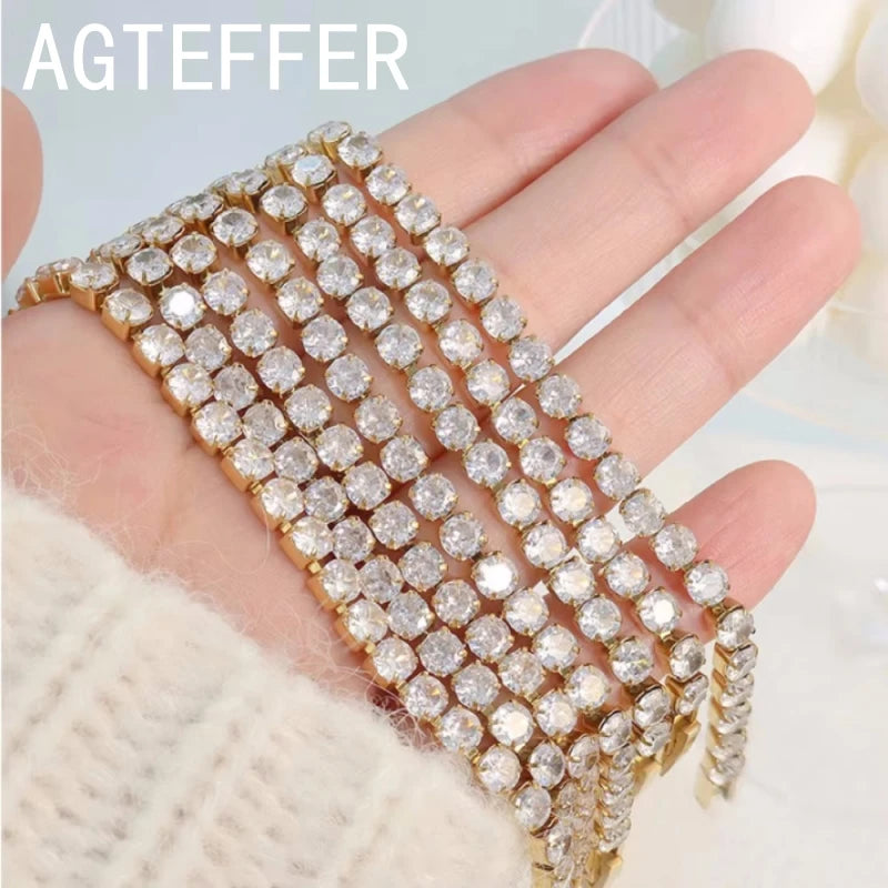 New 925 Sterling Silver Hip Hop Fashion Women's Tennis Bracelet Rose Gold Shining Cubic zirconia Bracelet Wedding Jewelry Gift