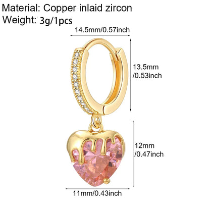 Sun Cute Fruit Hoop Earrings for Women Gold Color Heart Evil Blue Eye Dangle Earrings Micro Pave CZ New in Fashion Jewelry