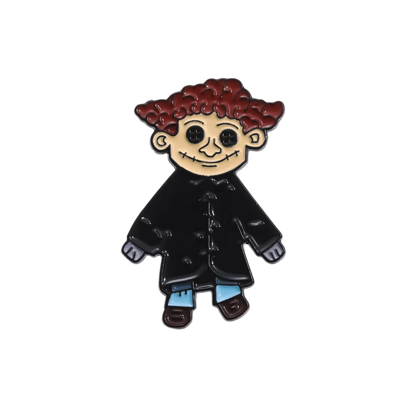 Horror Animated Films Coraline Doll Enamel Pins Punk Character Metal Brooch Backpack Badge Halloween Accessory Gifts for Friends