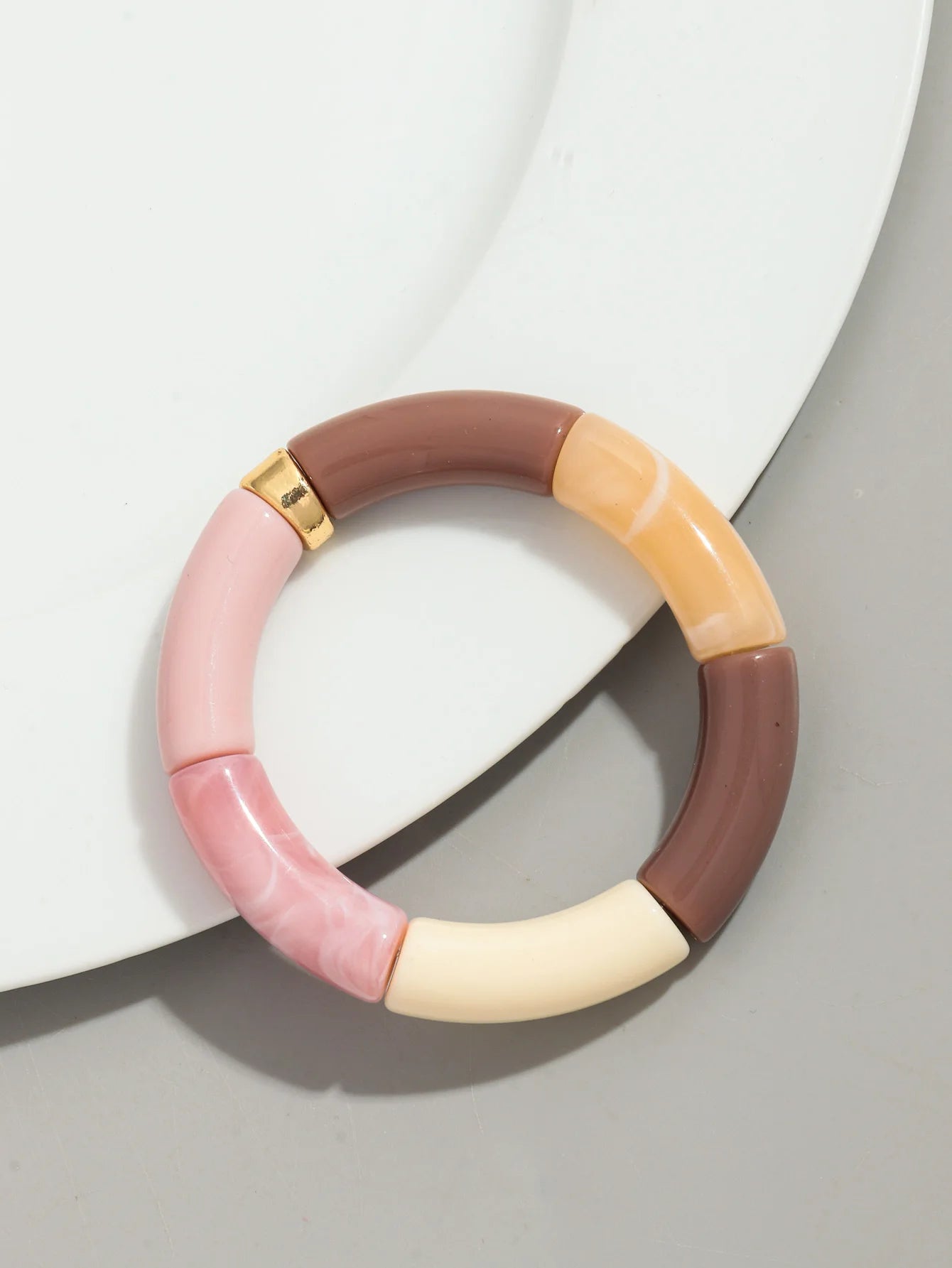 Bohomia Acrylic Design Style Chunky Bamboo Stackable Bracelet for Women Boho Elastic Colorful Tube Beads Braceletes 2024 Jewelry