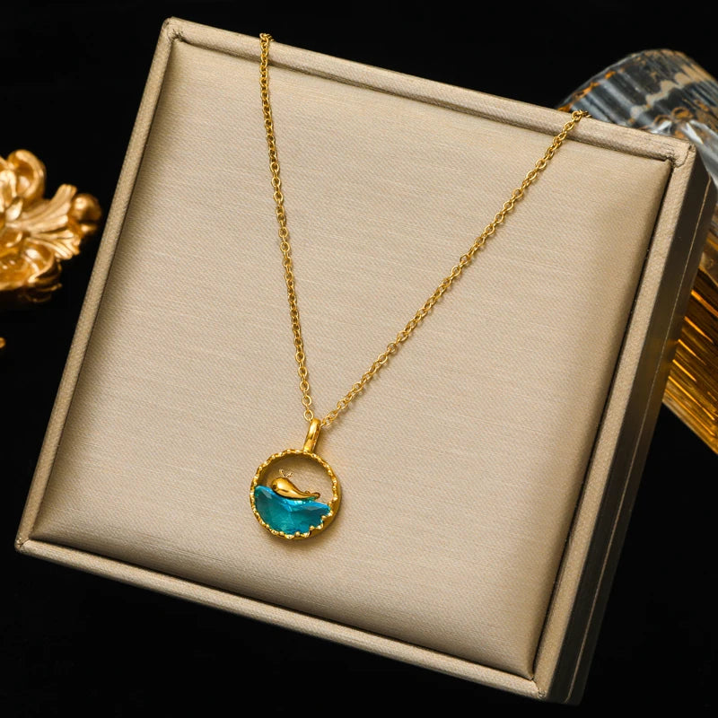 EILIECK 316L Stainless Steel Simple Zirconia Pearl Pendant Necklace For Women Fashion Collar Neck Chain Waterproof Jewelry Gift