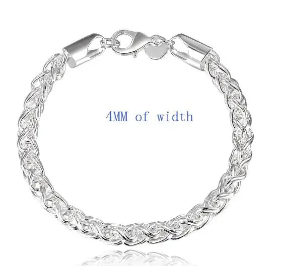 Creative Twist Circle Chain Women Men Silver Plated Bracelets New High 925quality Fashion Jewelry Christmas Gifts H070